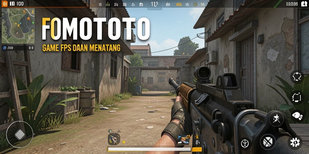 Screenshot gameplay FOMOTOTO dengan aksi tembak-menembak yang intens.