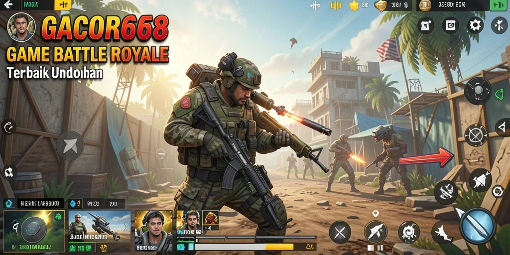 Screenshot gameplay GACOR668 menampilkan momen seru pertempuran Battle Royale.