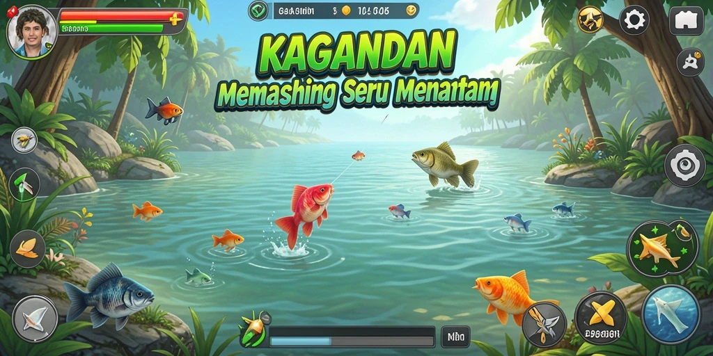 Tampilan gameplay KAGANDAN dengan suasana memancing yang menenangkan.