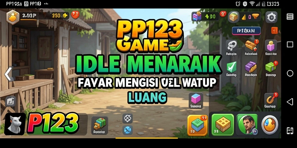 Tampilan utama gameplay PP123 dengan karakter dan sumber daya menarik.