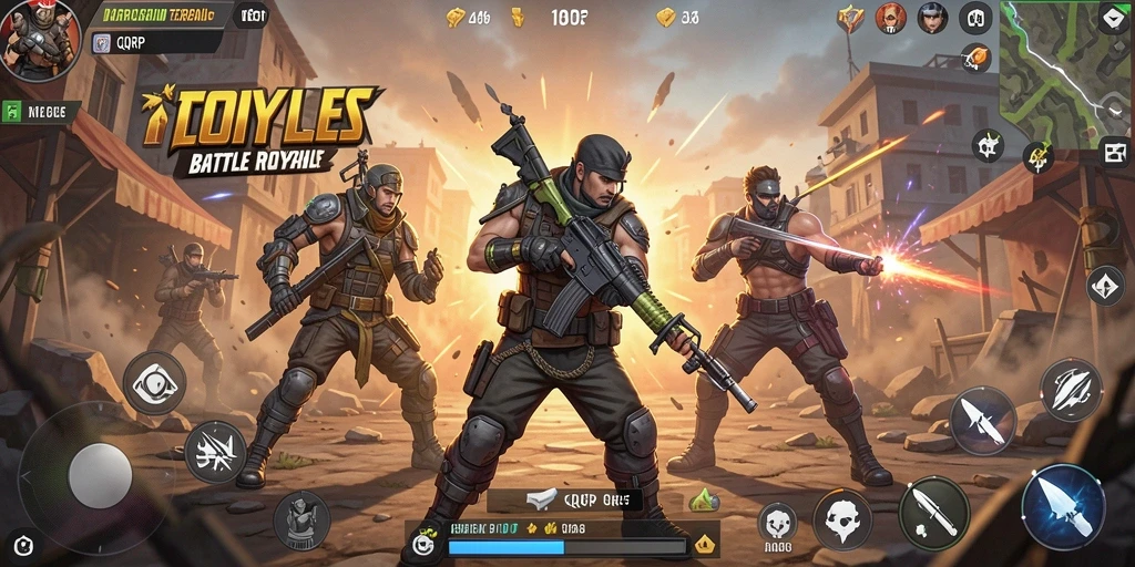 Tangkapan layar menunjukkan aksi mendebarkan dari gameplay Battle Royale.