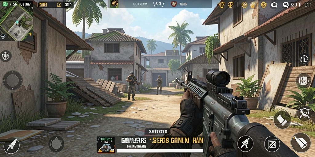 Tampilan gameplay mendebarkan di SRITOTO dengan aksi tembak-menembak.