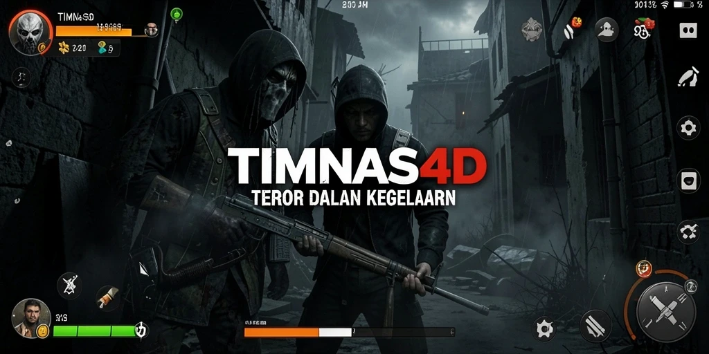 Screenshot momen menegangkan gameplay TIMNAS4D dengan suasana horor.