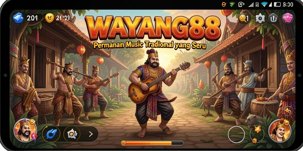 Tampilan menarik dari gameplay WAYANG88 yang penuh warna dan musik.